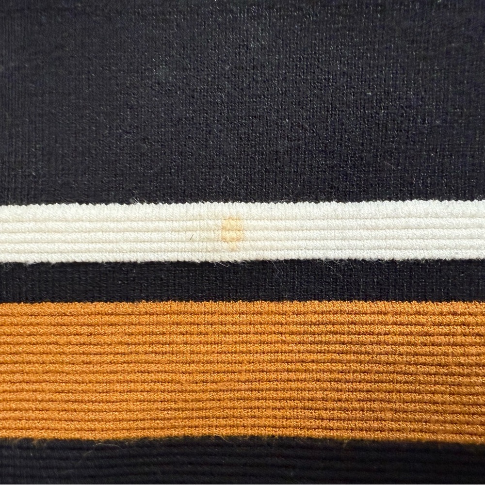 Hobbs London Black Mock Neck Sweater Striped Camel Ivory Knit Pullover Medium - Picture 7 of 11